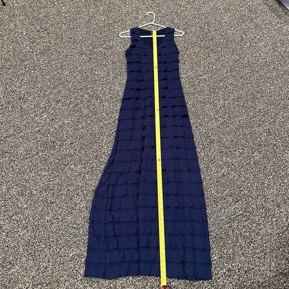 Max Studio Sleeveless Tiered Maxi Dress Dark Navy Blue Stretch Small - Picture 5 of 7